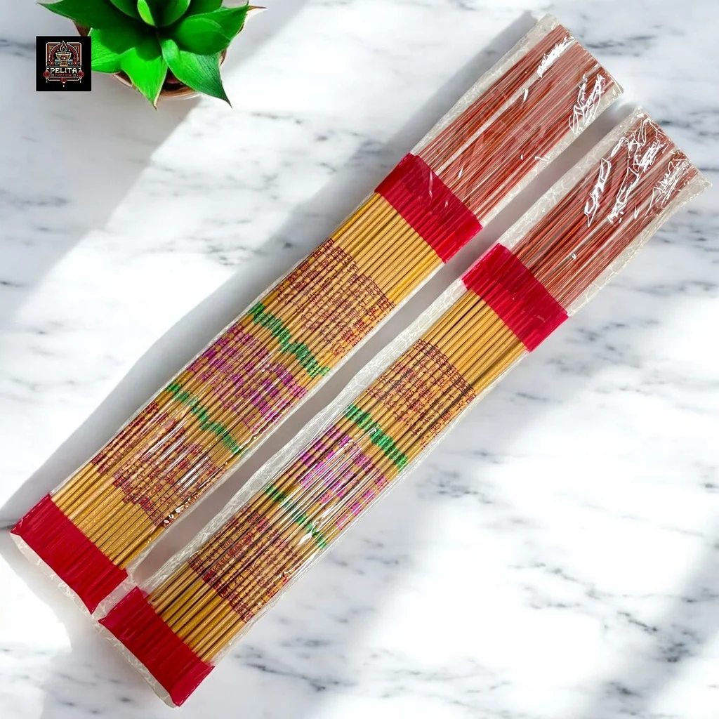 Dupa Emas Tidak Ada Wangi Motif Tulisan Less Smoke 48 cm Isi 30 Stik 1