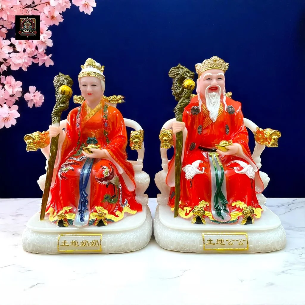 Patung Tecu Kong & Tecu Pho 12 Inch Jade Sintetis 1