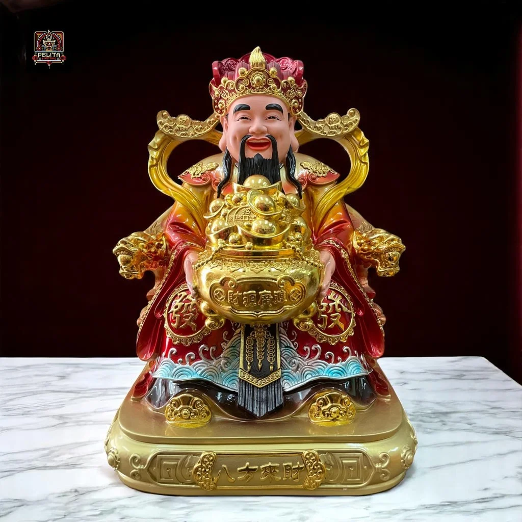 Patung Dewa Rejeki Cai Shen Ye 12 Inch Merah 1
