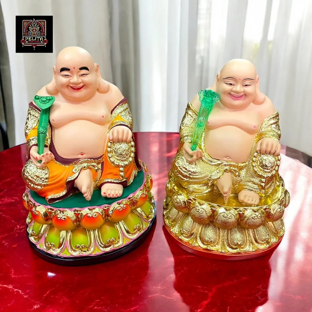 Patung Buddha Maitreya Duduk Teratai / Buddha Metteyya 12 Inch Resin Fiberglass 1