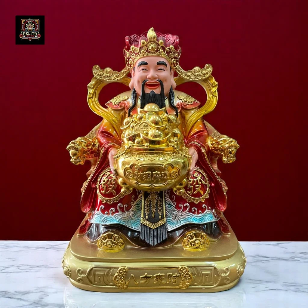 Patung Dewa Rejeki Cai Shen Ye 16 Inch Merah 1