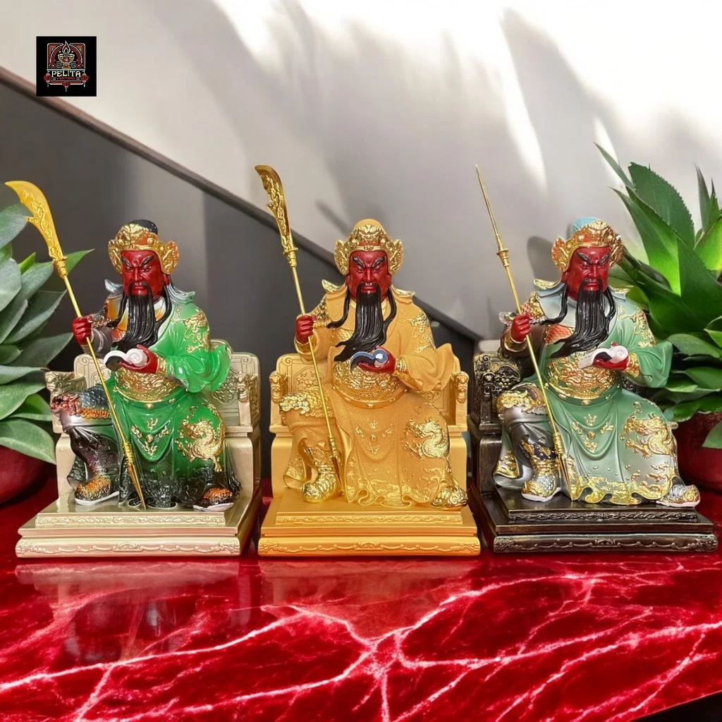 Patung Kwan Kong Duduk / Figure Guan Yu 31 CM + Stereofoam & Box - Pelita Fortune 1