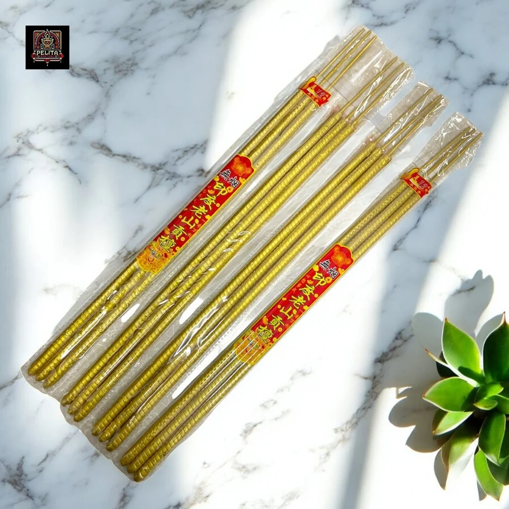 Dupa Ulir Emas Abu Emas 12 Jam 3 Batang Less Smoke 60 cm Sandalwood 1