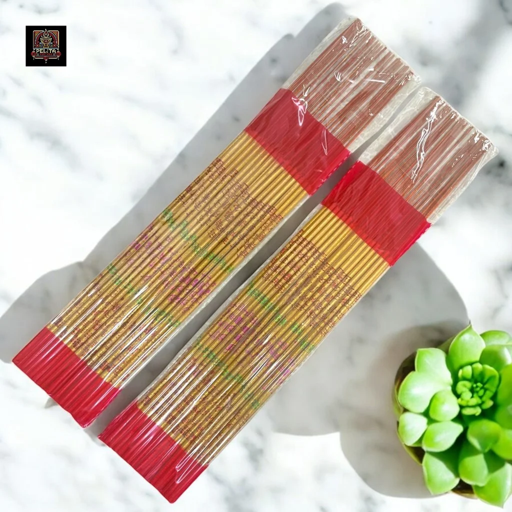 Dupa Emas Tidak Ada Wangi Motif Tulisan Less Smoke 33 cm Isi 30 Stik 1